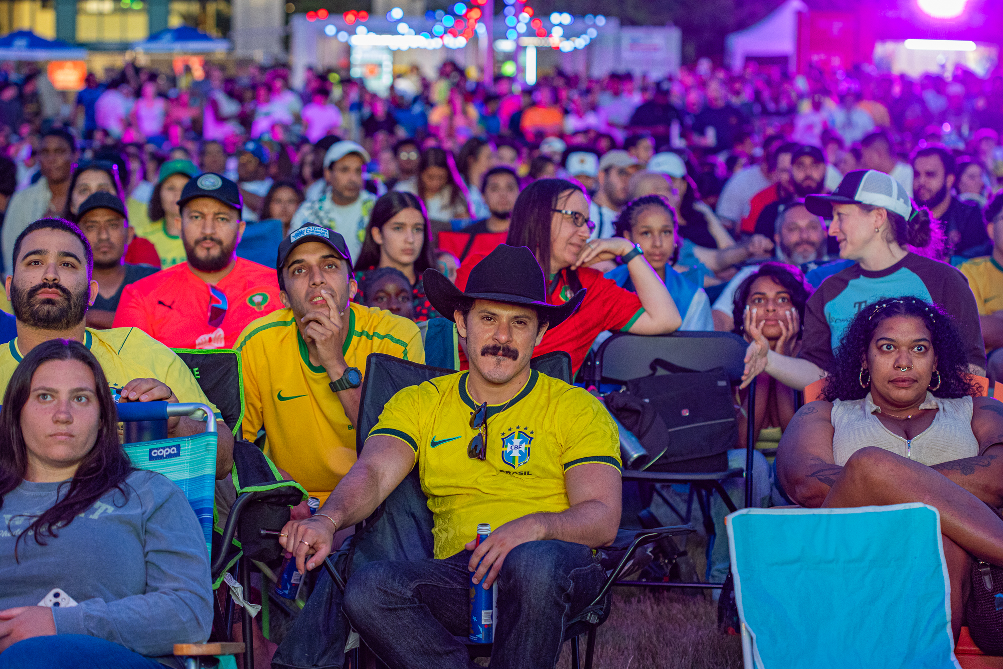 Soccer fans at the PVD Fan Zone watching the game