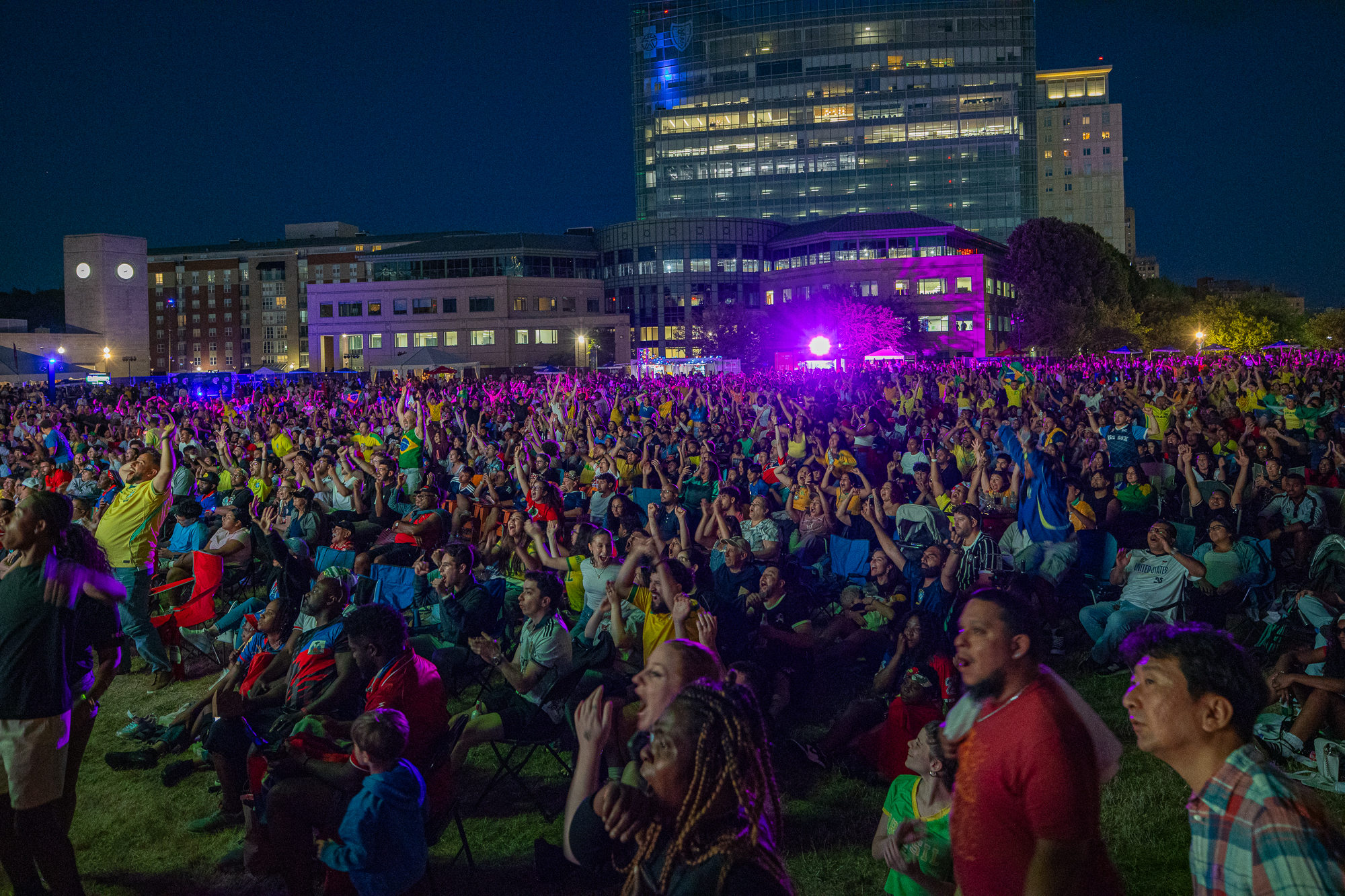 a large crowd of soccer fans at the PVD FanZone